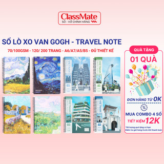 Sổ Lò Xo Kép Van Gogh 100GSM 160 Trang Giấy Dotgrid - Sổ Tay Ghi Chép Travel Note - Vở Lò Xo Ghi Chép Takenote Plannner