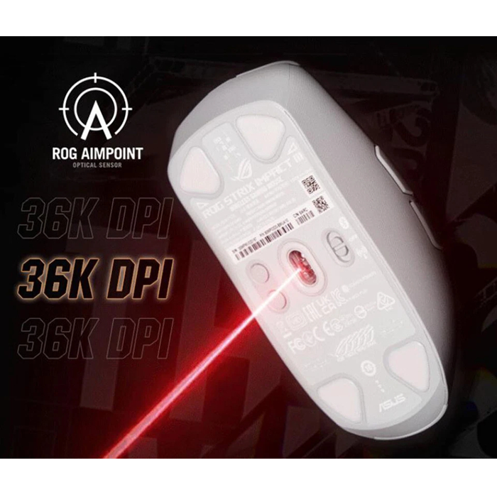 Chuột Game không dây Asus Rog Strix Impact III wireless (Trắng), kết nối usb 2.4Hz / Bluetooh, DPI 36000