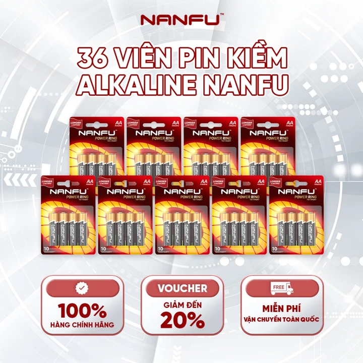 Nanfu Pin AAA/AA Dung Lượng Cao Bền Chính Hãng Pin Kiềm 1.5V Alkaline Không Chảy Nước HSD 10 Năm