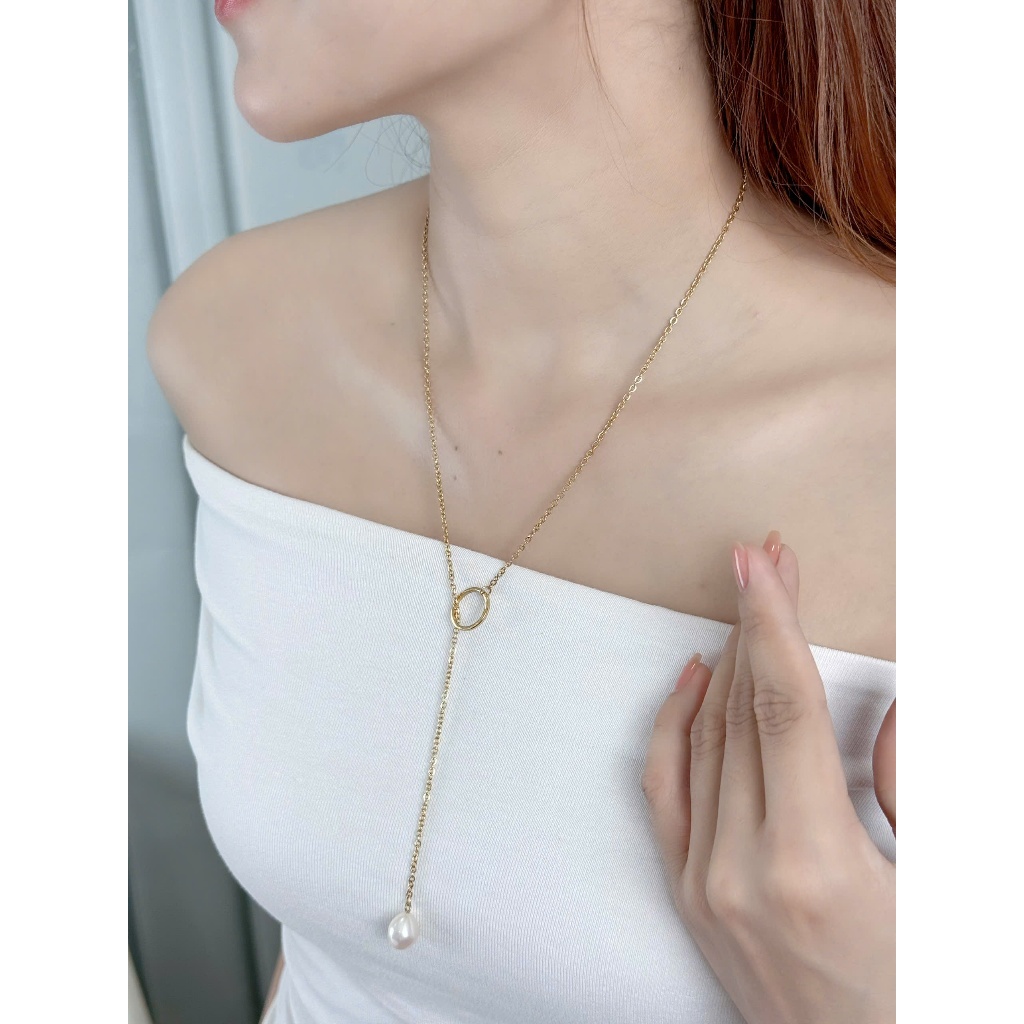 DC68 - Dây chuyền ngọc Trai nuôi nước ngọt, size 9 li, dài 46-52cm, mạ vàng 18K- Quà tặng 20/10 cho bạn gái