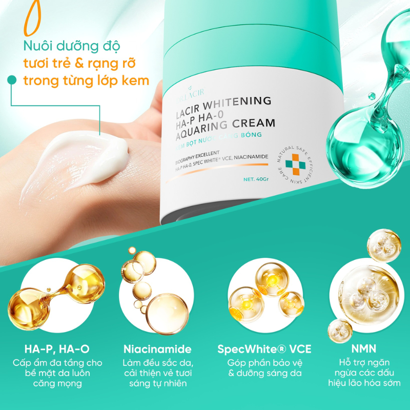 Kem Bọt Nước Căng Bóng DR.LACIR - Dưỡng Ẩm, Sáng da (40gr)