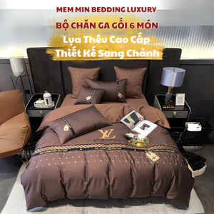 Bộ chăn ga gối lụa thương hiệu mềm mát 6 món MemMinbedding sang trọng thoáng khí phong cách hiện đại - (L62)