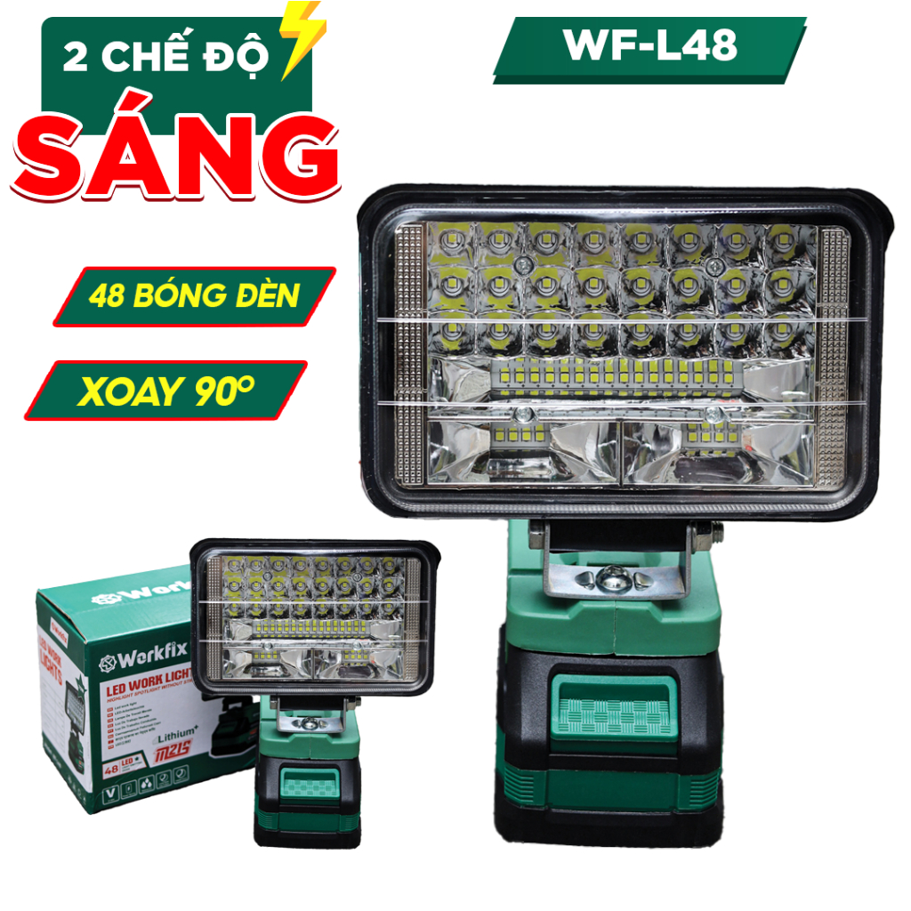 Đèn tích điện Workfix 16/ 48/ 84 bóng 70W thắp sáng -  10 cell, dùng liên tục 10h, bảo hành 6 tháng