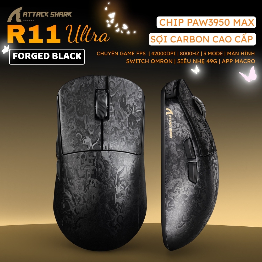 Attack Shark R11 Ultra Carbon Fiber 49g Chuột Gaming Không Dây