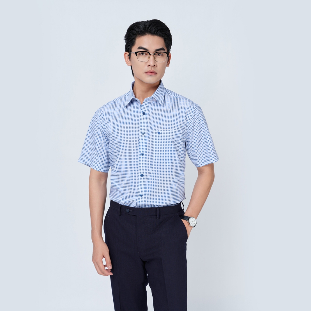Sơ mi ngắn tay lai ngang VIETTIEN SMART CASUAL vải sợi tre phom REGULAR VT00000323