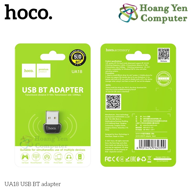 Bộ Chuyển Đổi USB Mini Bluetooth 5.0 Hoco UA18 – Phụ Kiện Cho Điện Thoại, Tai Nghe, Loa, Chuột.... – Hoàng Yến Computer