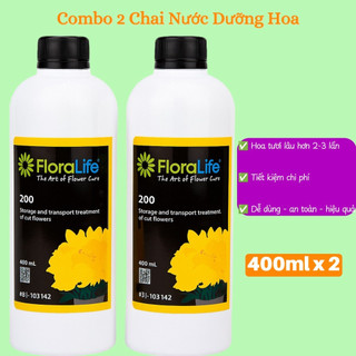 Combo 2 Chai Dung Dịch Dưỡng Hoa FloraLife Clear 200 (400ml x 2)  Giữ Hoa Tươi Lâu Không Hôi Nước