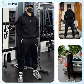 Set Bộ Nỉ Nam Thu Đông CHEPOL In Họa Tiết ( Áo Hoodie Đen + Quần Dài Đen ) Chất Nỉ Chân Cua Cao Cấp, Dày Dặn - CP_15333
