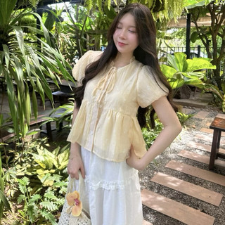 áo babydoll thắt nơ tay phồng dễ thương xinh xỉu