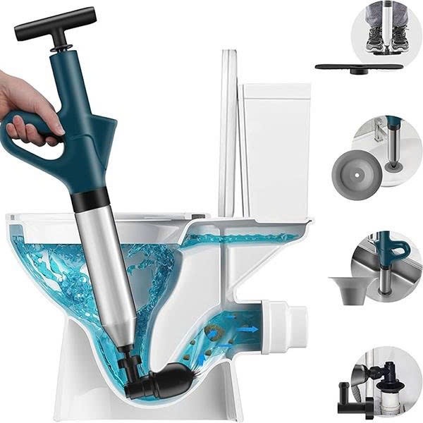 Súng thông tắc cống bồn cầu, nhà tắm đa năng 4in1 tự động có đồng hồ đo áp suất hơi khí nén 8kg cực mạnh hiệu quả cao