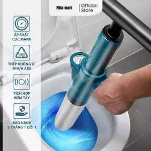 Súng thông tắc cống bồn cầu, nhà tắm đa năng 4in1 tự động có đồng hồ đo áp suất hơi khí nén 8kg cực mạnh hiệu quả cao