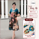 Đầm trung niên Bigsize suông lụa tơ tằm ChiAn CDNT25016G – Họa tiết hoa sen đồng nội tinh tế, chất lụa cao cấp mềm mát — ảnh 1