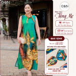 Đầm trung niên suông lụa cao cấp ChiAn CDSN25015G – Họa tiết ombre hoa sen thanh nhã, chất lụa mềm mát tặng mẹ — ảnh 1