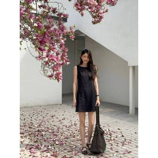 𝗦𝗼𝗺 𝗗𝗿𝗲𝘀𝘀 - | LY LINEN| - Đầm Linen dáng basic, thiết kế cộc tay và khoét lưng tinh tế