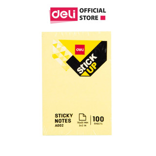 Set 100 Giấy Note Ghi Chú Hình Chữ Nhật Dán Vàng Deli - Giấy Nhớ Loại Chất Lượng Cao Tiện Lợi - 1 tệp