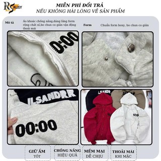 Áo Khoác Nỉ Boxy Chất Nỉ Bông Dày Dặn Nón To Form Rộng Tay Chống Nắng Bo Lưng Chun Thoải Mái Thêu 00:00 RUSY AK05