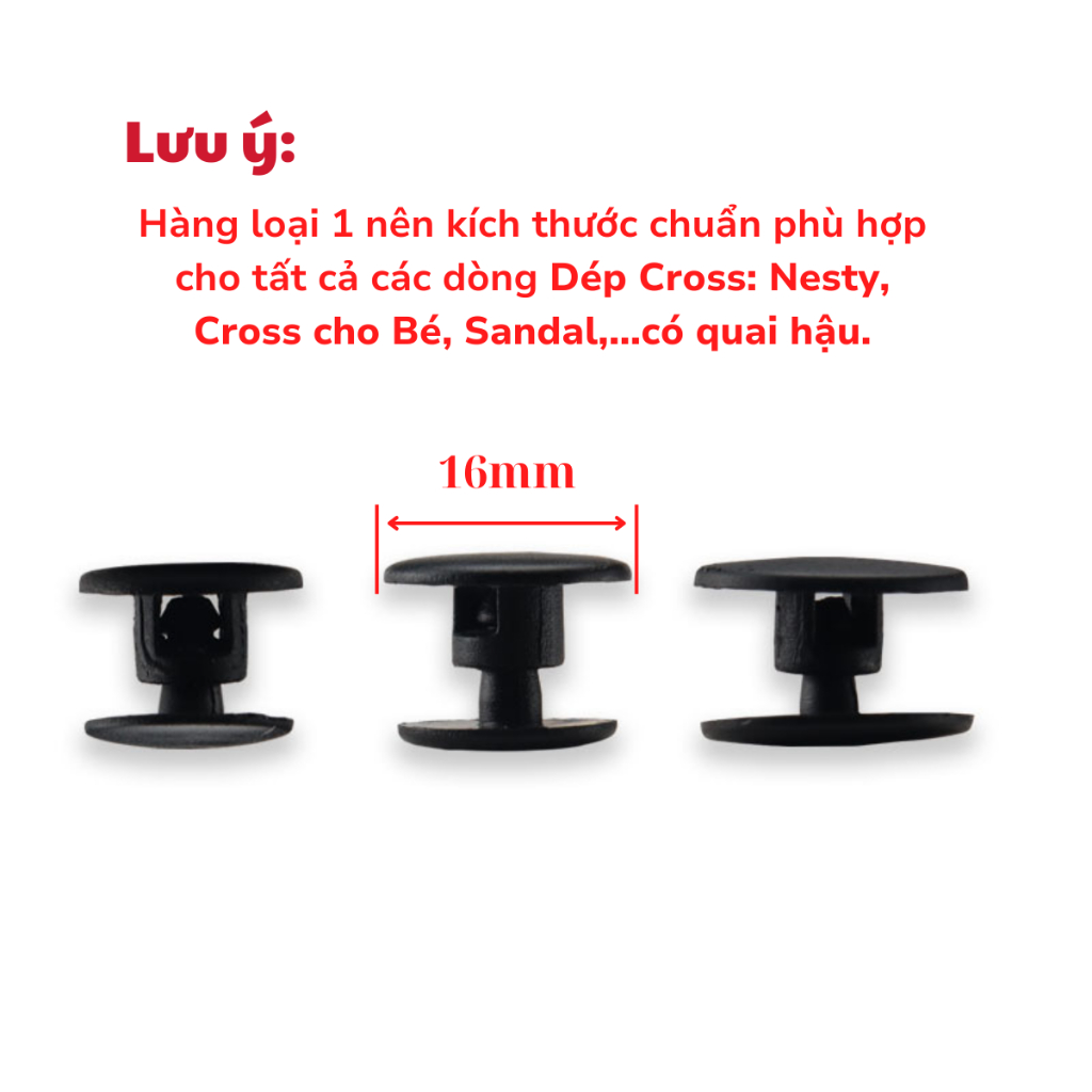 Nút gắn quai dép NESTY, TIPONO, Chốt khóa cài gắn quai dép cross sandal nhựa PVC CROSS TREND