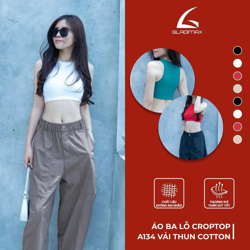 Áo Croptop Nữ A134 Thời Trang Hottrend Gladimax, Áo Thun Croptop Co Giãn 4 Chiều Cá Tính Chuẩn Trend