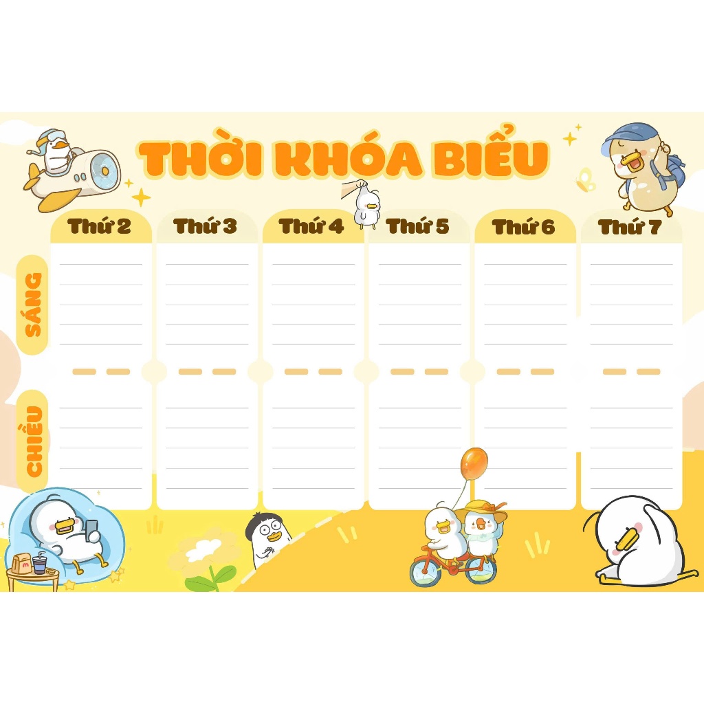 Thời Khóa Biểu B5 Khổ 17*24 Bóc Dán Mẫu Thiết Kế Dễ Thương - Mẫu Ngẫu Nhiên