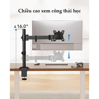 Giá đỡ màn hình  Tay 38 Cm - Hàng Cao Cấp 17-32 Inch / Tải Trọng 8Kg - Lắp Đặt Kẹp Bàn