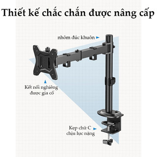 Giá đỡ màn hình  Tay 38 Cm - Hàng Cao Cấp 17-32 Inch / Tải Trọng 8Kg - Lắp Đặt Kẹp Bàn