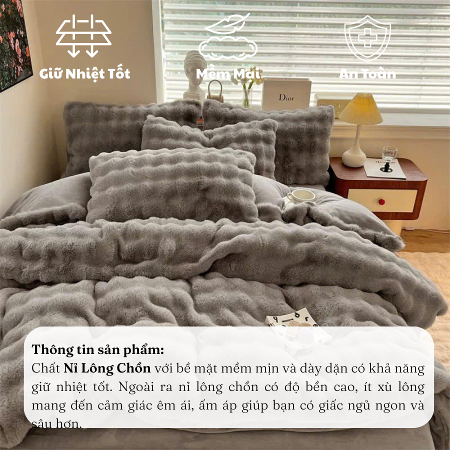 Bộ chăn ga gối nỉ lông chồn mềm mại MemMinbedding Luxury cao cấp, mềm mịn,hàng chuẩn nhập khẩu loại 1-(SGN85)