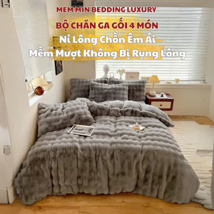 Bộ chăn ga gối nỉ lông chồn mềm mại MemMinbedding Luxury cao cấp, mềm mịn,hàng chuẩn nhập khẩu loại 1-(SGN85)