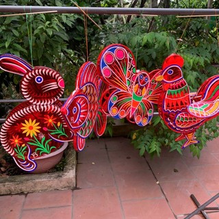 [Có thể gắn đèn LED] Đèn lồng trung thu giấy kính truyền thống hình con vật khung nhựa đứng vững cho bé chơi TRUNG THU