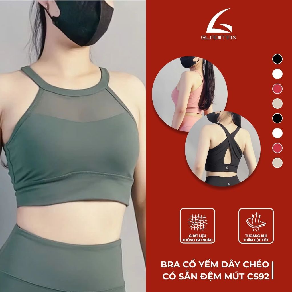 Áo Bra Nữ Cổ Yếm GLADIMAX CS92 Dây Đan Chéo Sau Lưng, Thoáng Mát, có sẵn đệm mút