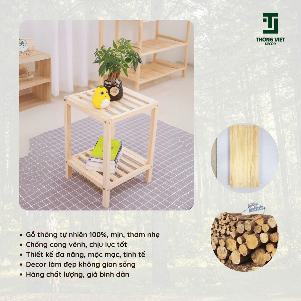 [TV-K013] Kệ Tab Để Đầu Giường Gỗ Thông Tư Nhiên