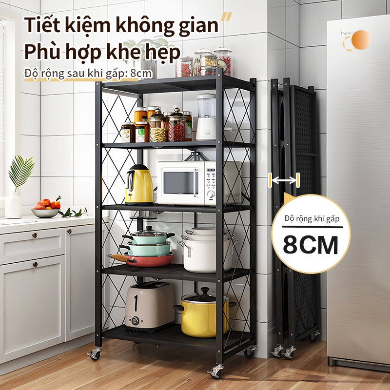 Lifinity Kệ Bếp Đa Năng 5 Tầng - Để Lò Vi Sóng, Nồi Cơm Bánh Xe Di Chuyển Tiện Lợi Tiết Kiệm Diện Tích