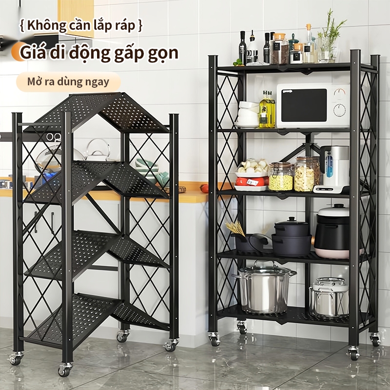 Lifinity Kệ Bếp Đa Năng 5 Tầng - Để Lò Vi Sóng, Nồi Cơm Bánh Xe Di Chuyển Tiện Lợi Tiết Kiệm Diện Tích