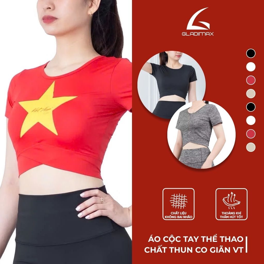 Áo Cộc Tay Thời Trang Hottrend Gladimax, Áo Thun Croptop Vạt Tim Co Giãn 4 Chiều Thoáng Khí Cá Tính