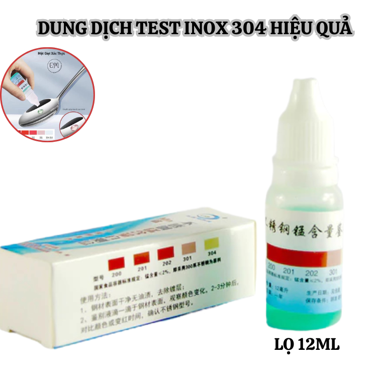 Dung Dịch Kiểm Tra So Sánh Inox Không Gỉ 304 và Các Loại Inox Thường