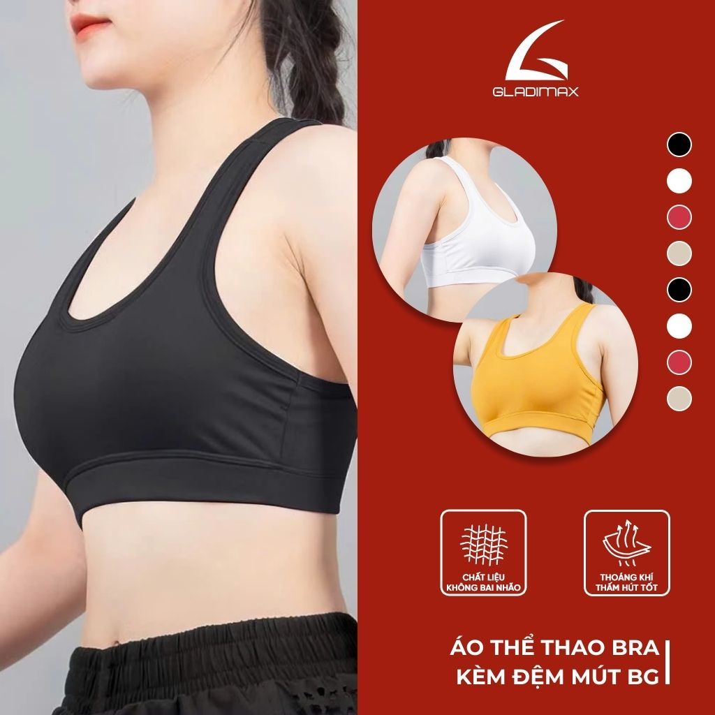 Áo Thể Thao Bra Nữ Thời Trang Hottrend Gladimax, Áo Bra Có Đệm Mút Tập Gym Yoga Dance Aerobic