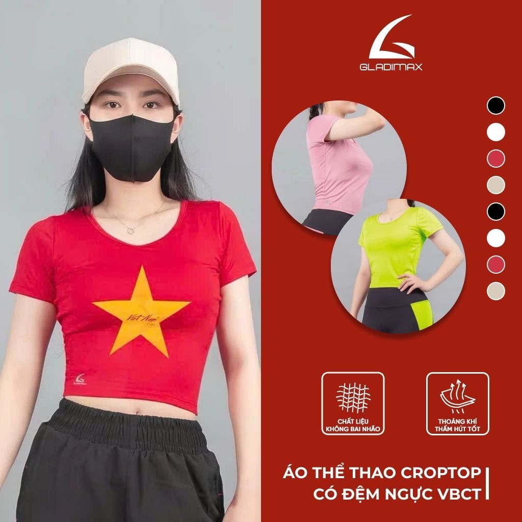 Áo Croptop Nữ VBCT Thời Trang Hottrend Gladimax, Áo Croptop Tập Gym Có Đệm Ngực Ôm Body Tôn Dáng