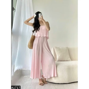 Jumsuit 2 dây - dập ly 3 màu cam/xanh /hồng A1717