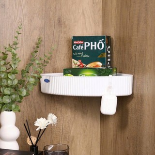 Kệ Góc Nhỏ 18cm Màu Trắng Đen Treo Tường Nhà Tắm , Nhà Bếp - Dutha