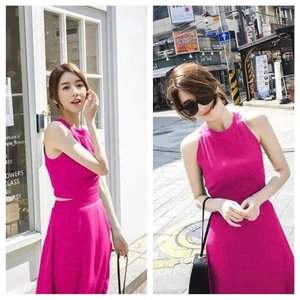 Đầm yếm Maxi 3 màu xanh - đỏ - vàng A1287