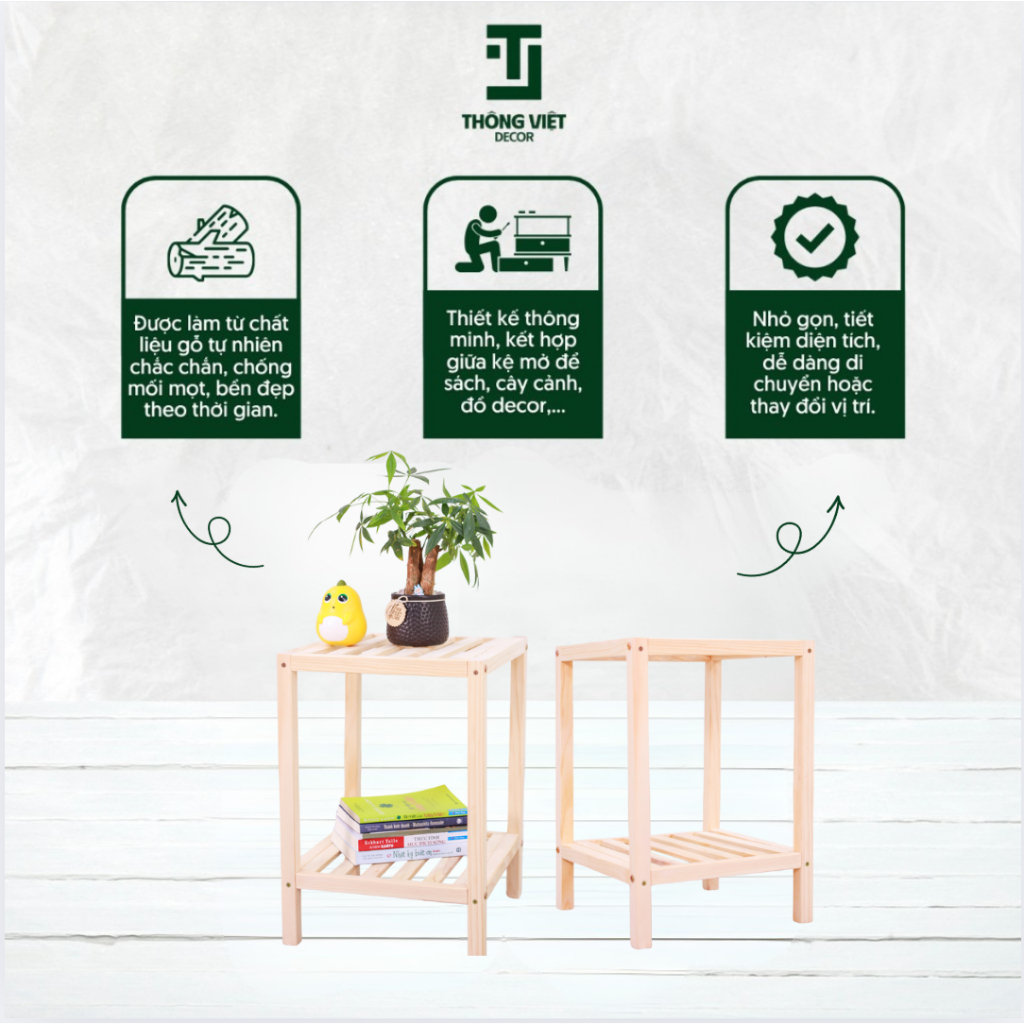 [TV-K013] Kệ Tab Để Đầu Giường Gỗ Thông Tư Nhiên