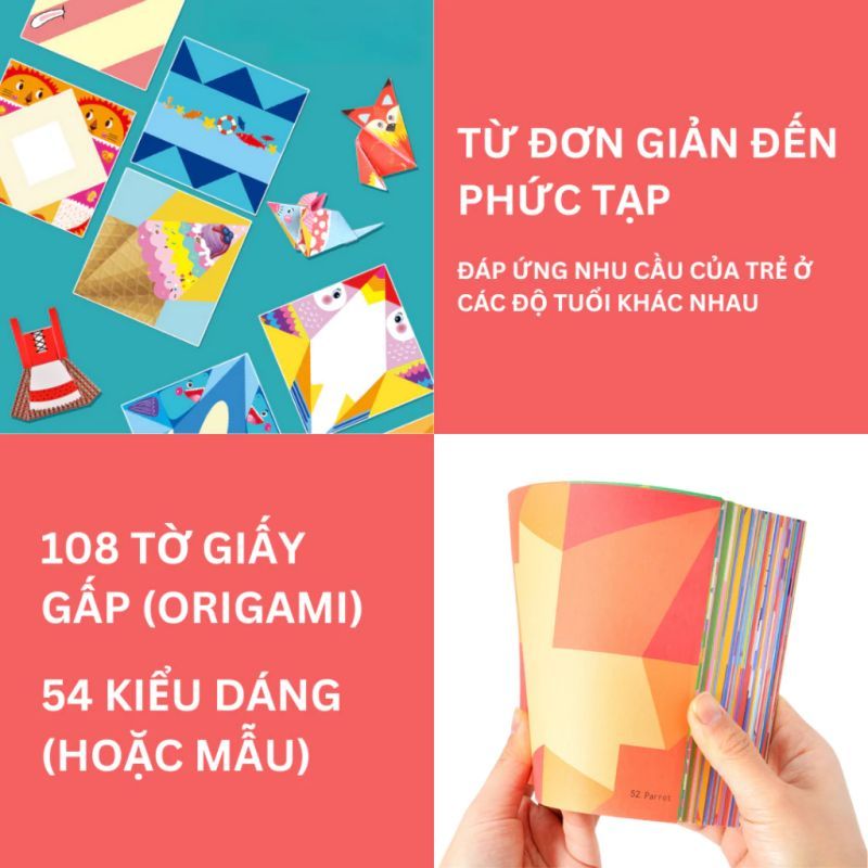 108 Đồ chơi đóng hộp DIY Đồ chơi thủ công trẻ em Phim hoạt hình 3D Giấy Origami Thủ công Giấy nghệ thuật Học tập