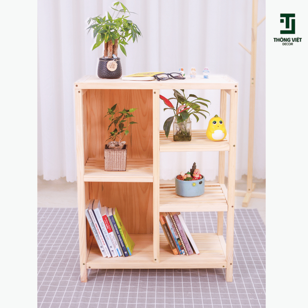 [TV-D017] Kệ Gỗ Thông Trang Trí Đa Năng , Giá Để Sách Tủ Đầu Giường Decor Phòng Ngủ Phòng Khách