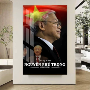 Tranh Bác Trọng Tổng Bí Thư Kính Yêu Tráng Gương Cao Cấp Treo Phòng Khách - OHA Decor