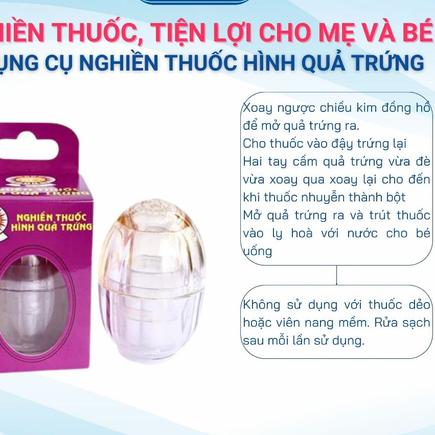 Dụng cụ nghiền thuốc hình quả trứng – Dễ dàng nghiền nát thuốc viên, tiện lợi cho mẹ và bé