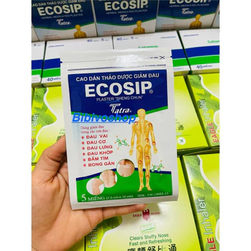 Cao dán thảo dược giảm đau Ecosip - 1 Hộp 20 gói - 1 gói 5 miếng