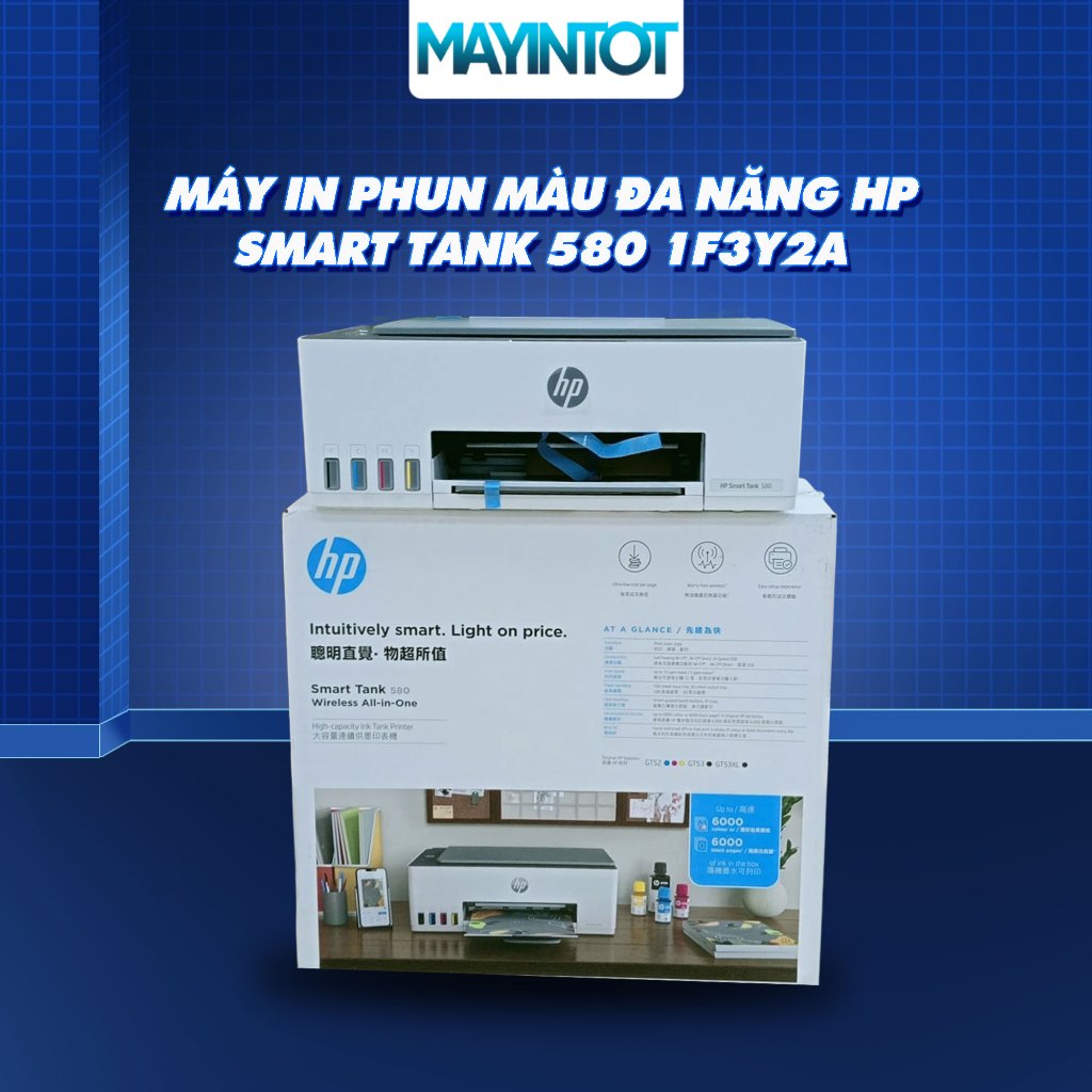 Máy In Phun Màu Đa Năng HP Smart Tank 580 1F3Y2A In Nhanh Tiết Kiệm Điện - Máy In Giá Tốt