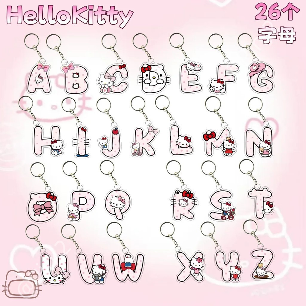 💋loli💋Móc khóa Hello Kitty chữ cái tiếng Anh móc khóa cặp đôi móc khóa phước lành quà tặng sinh nhật