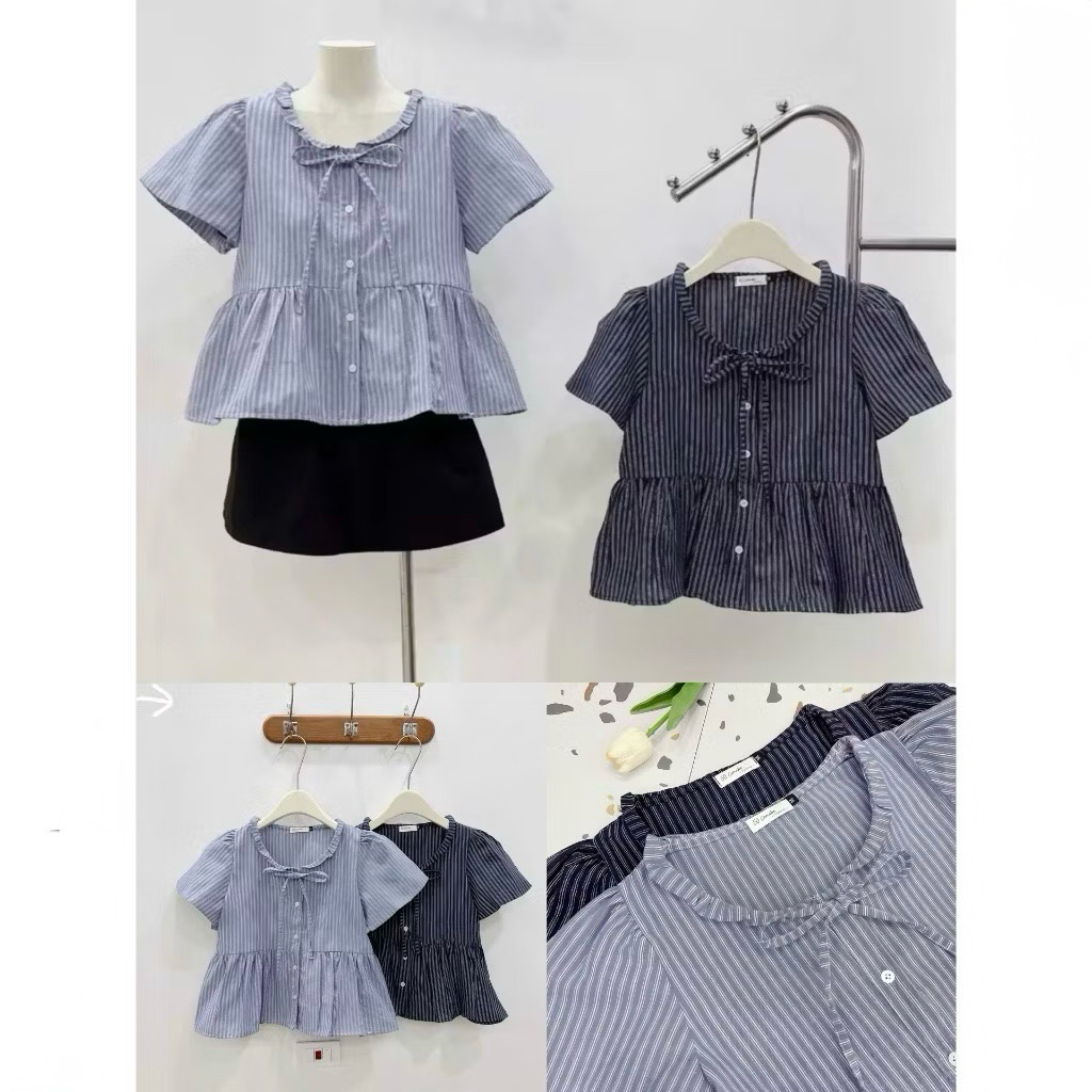 Áo kiểu babydoll thắt nơ  xinh xắn hot 2026
