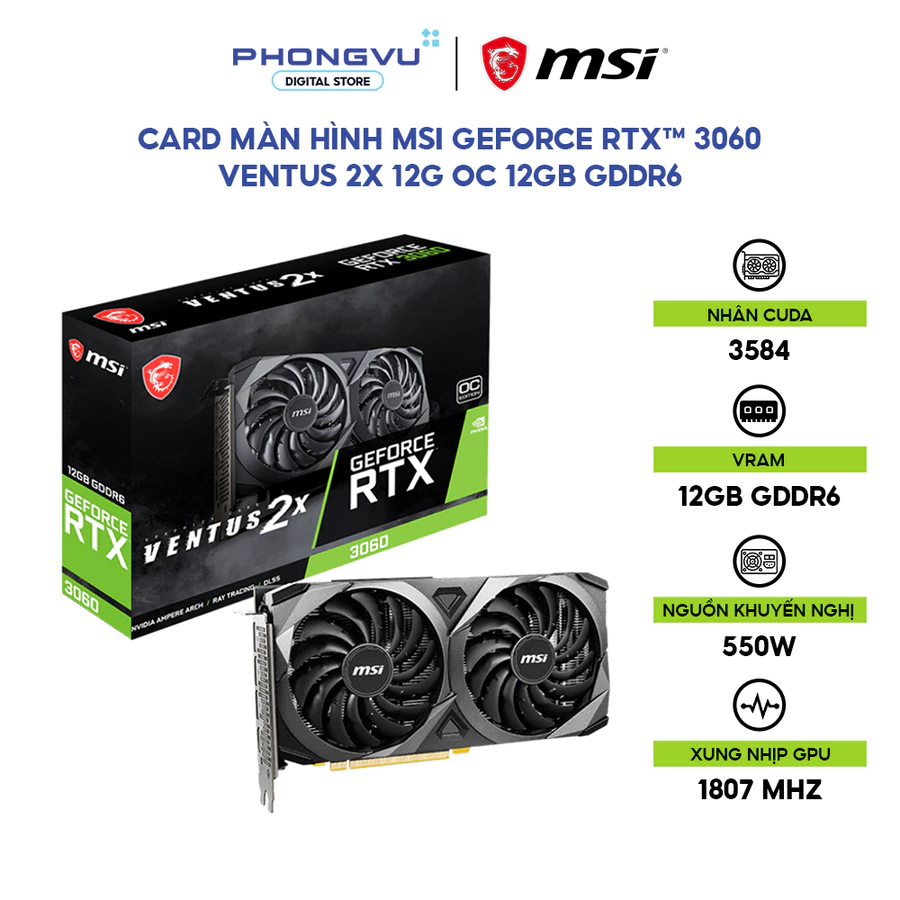 Hình ảnh Card màn hình MSI RTX 3060 VENTUS 2X 12G OC 12GB GDDR6