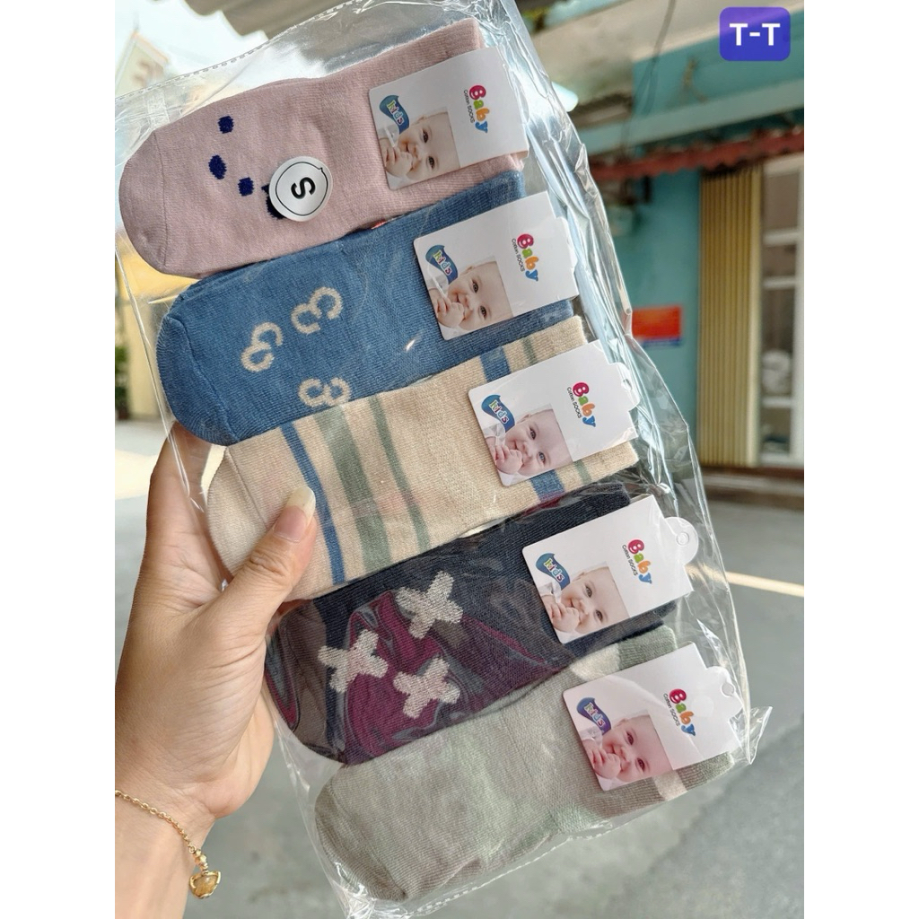 Set 5-10 Đôi Tất Trẻ Em Sơ sinh Hình Thú Chống Trơn Trượt Chất Cotton Mềm Cực Yêu (size 0-3 tuổi)